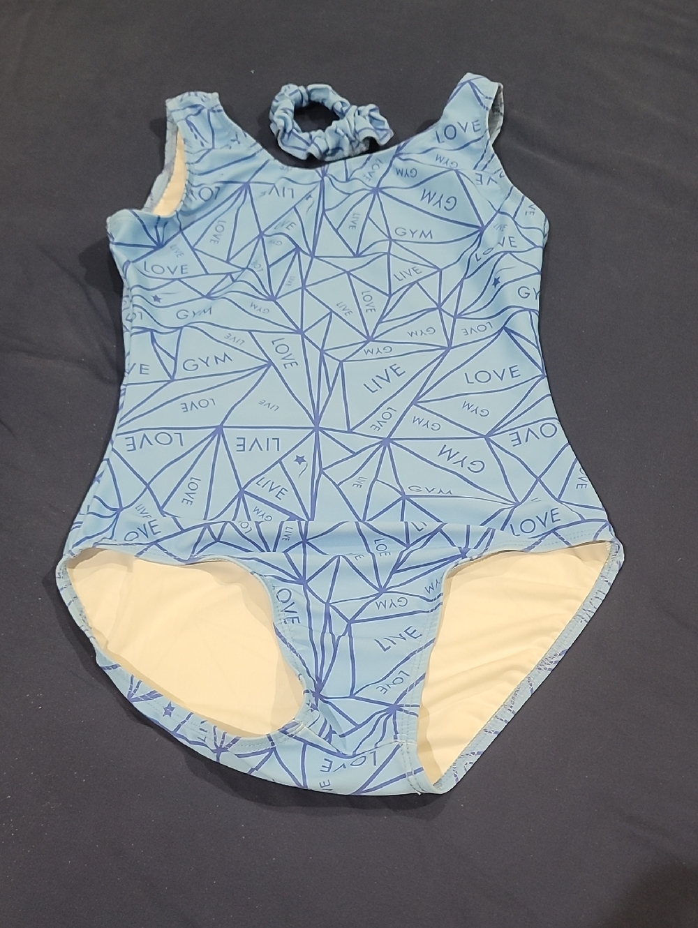 Destira Leotard+scrunchie usa made rn145344 blue geometric pattern SMALL
